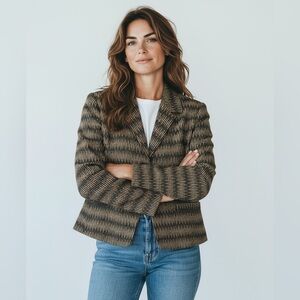 D’ORAZ Luxury Wool Alpaca Mohair Blend Lined Blazer MADE IN CANADA Sz 10